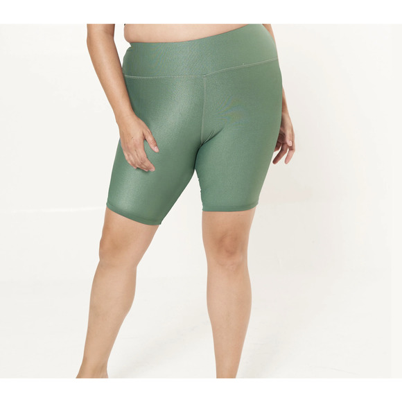 Lola Getts Hi-rise Biker Short- Succulent Rib Pattern Size XL Green - Picture 2 of 10